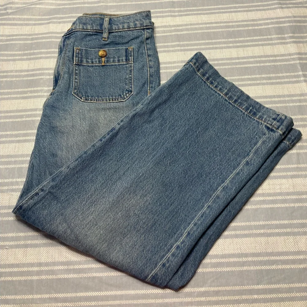 LOFT “The Palmer Wide Leg” light blue denim jeans. - Picture 1 of 6